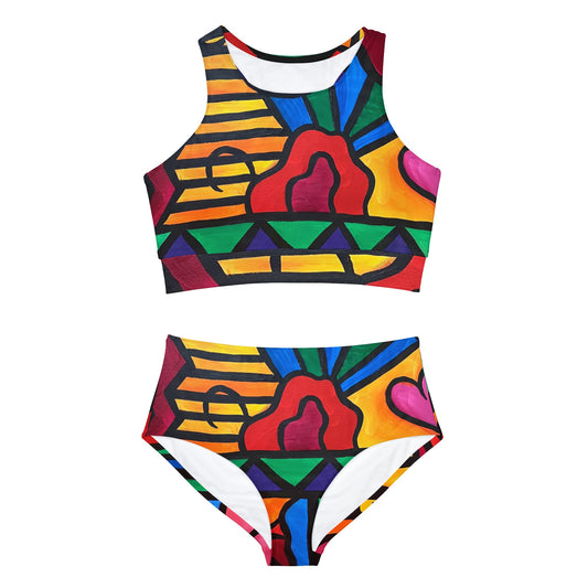 Bold Abstract Sporty Bikini Set