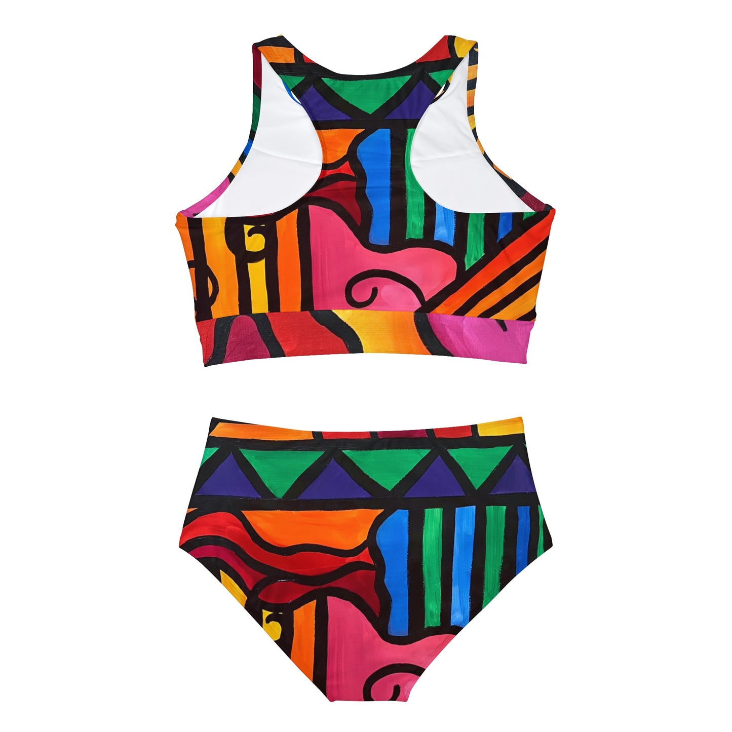 Bold Abstract Sporty Bikini Set