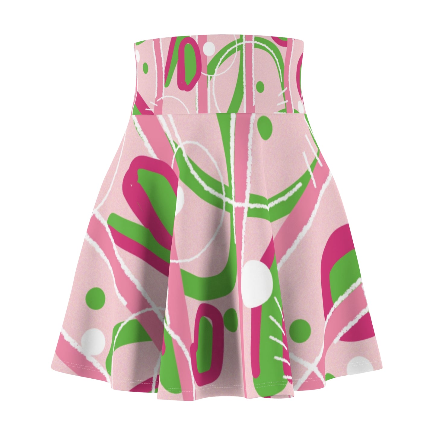 Pink & Green Abstract Skater Skirt