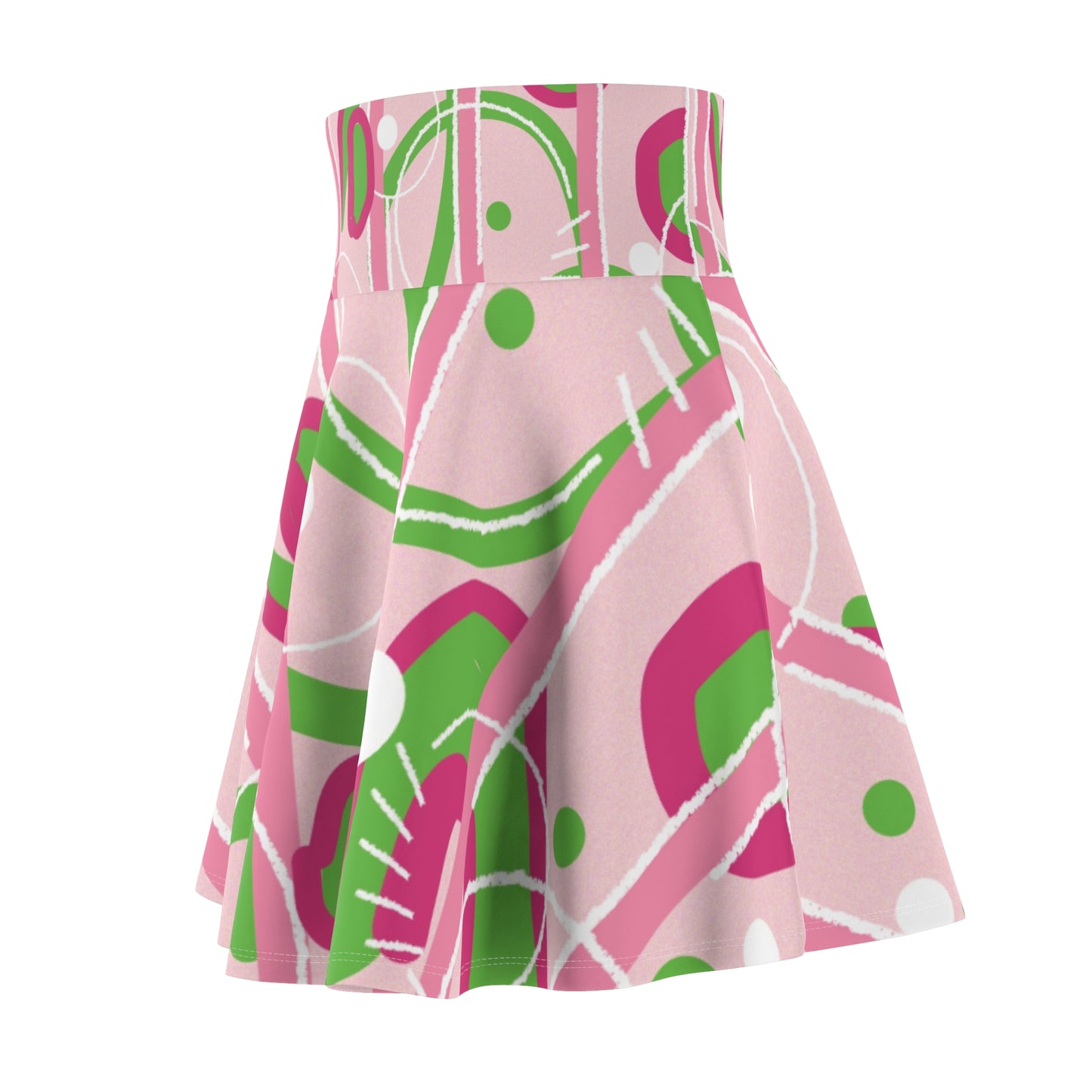 Pink & Green Abstract Skater Skirt
