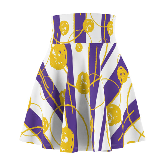Purple & Gold Abstract Skater Skirt II