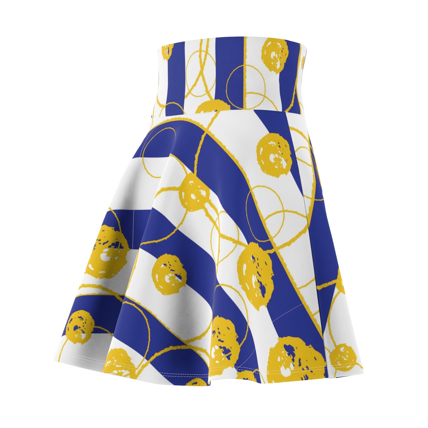 Royal Blue & Gold Abstract Circle Skater Skirt