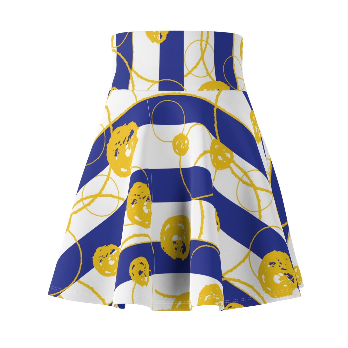 Royal Blue & Gold Abstract Circle Skater Skirt