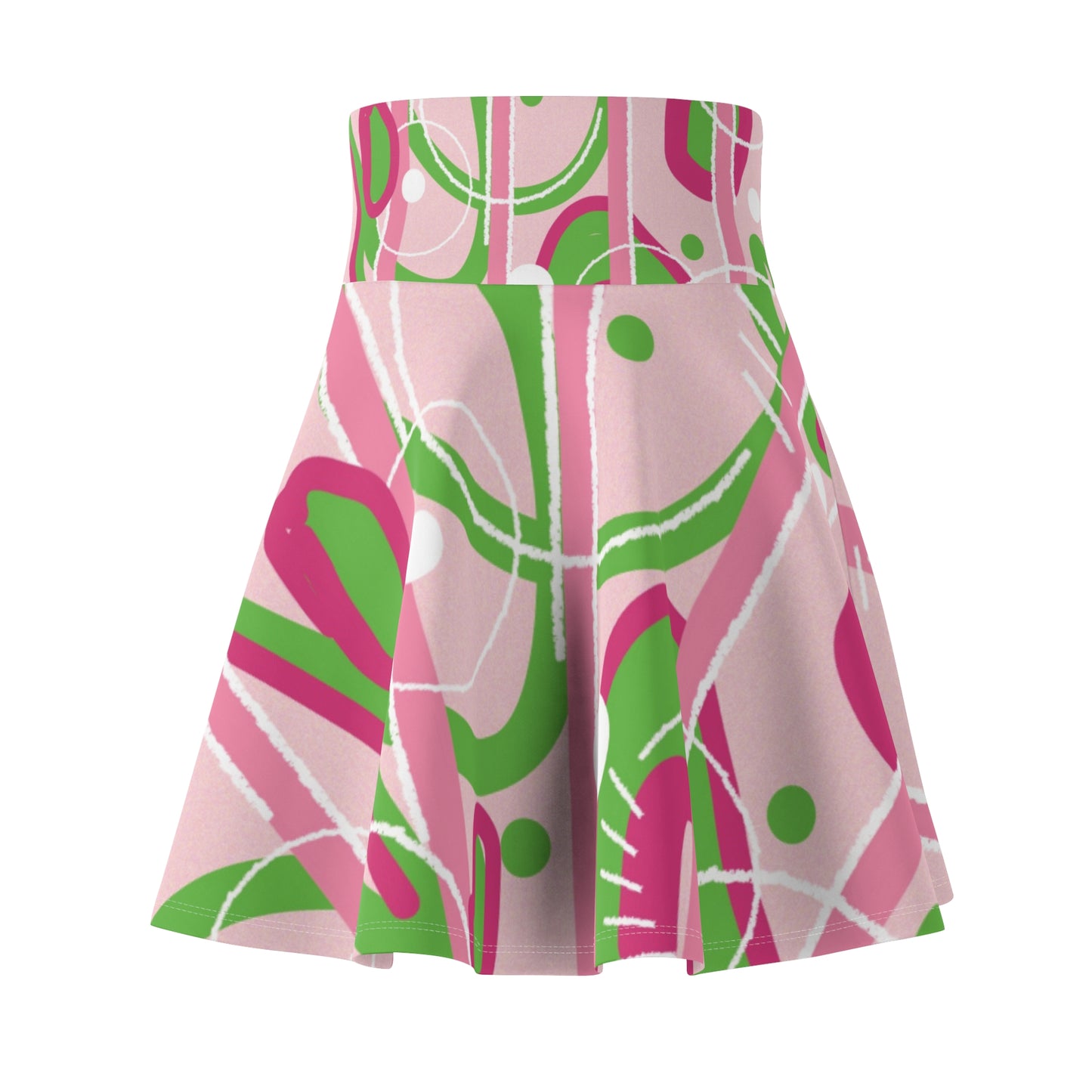 Pink & Green Abstract Skater Skirt