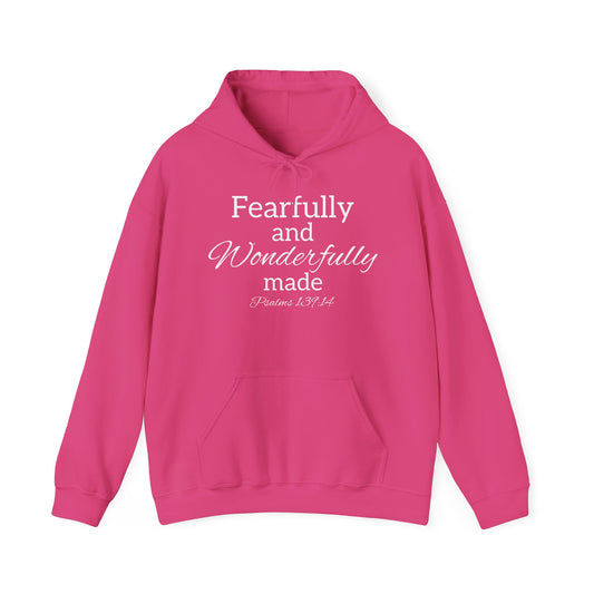Fearfully & Wonderfully Made Heavy Blend™ Hoodie White Lettering