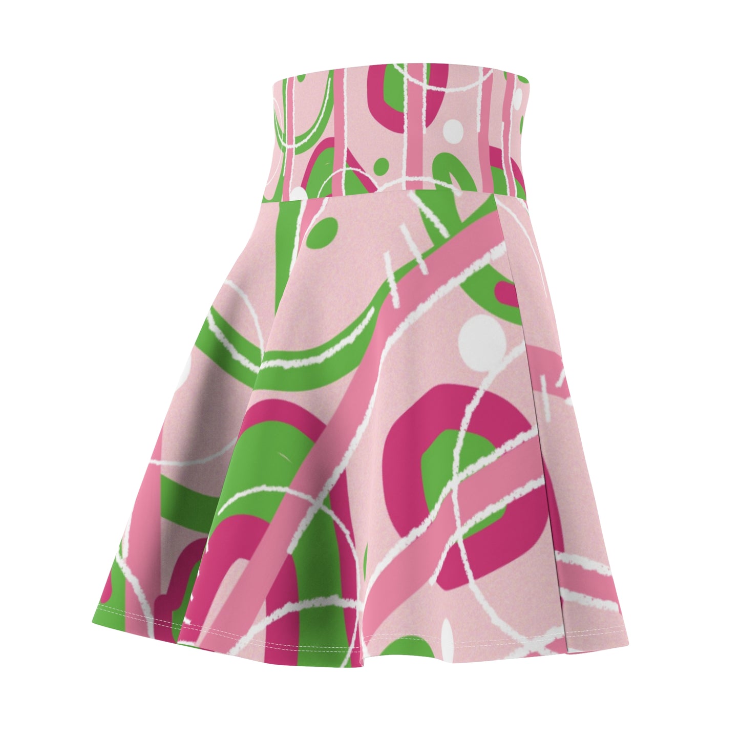 Pink & Green Abstract Skater Skirt