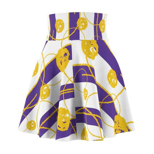 Purple & Gold Abstract Skater Skirt
